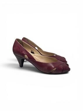 Wine Colored Peep Toe Italian Leather Pumps Nordstrom Brand Size 7